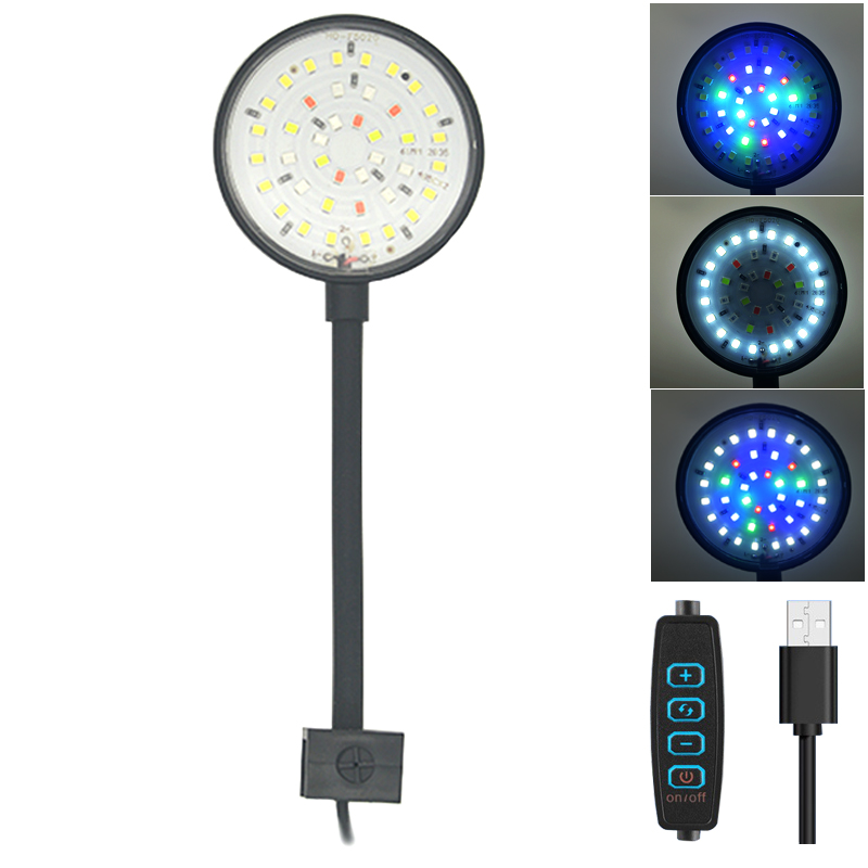 Led Planted Tank Light - USB Aquarium LED โคมไฟถังปลาตกแต่งพืชน้ําหลายโหมดหรี่แสงได้ความสว่างเต็มสเปกตรัม Mini Clip