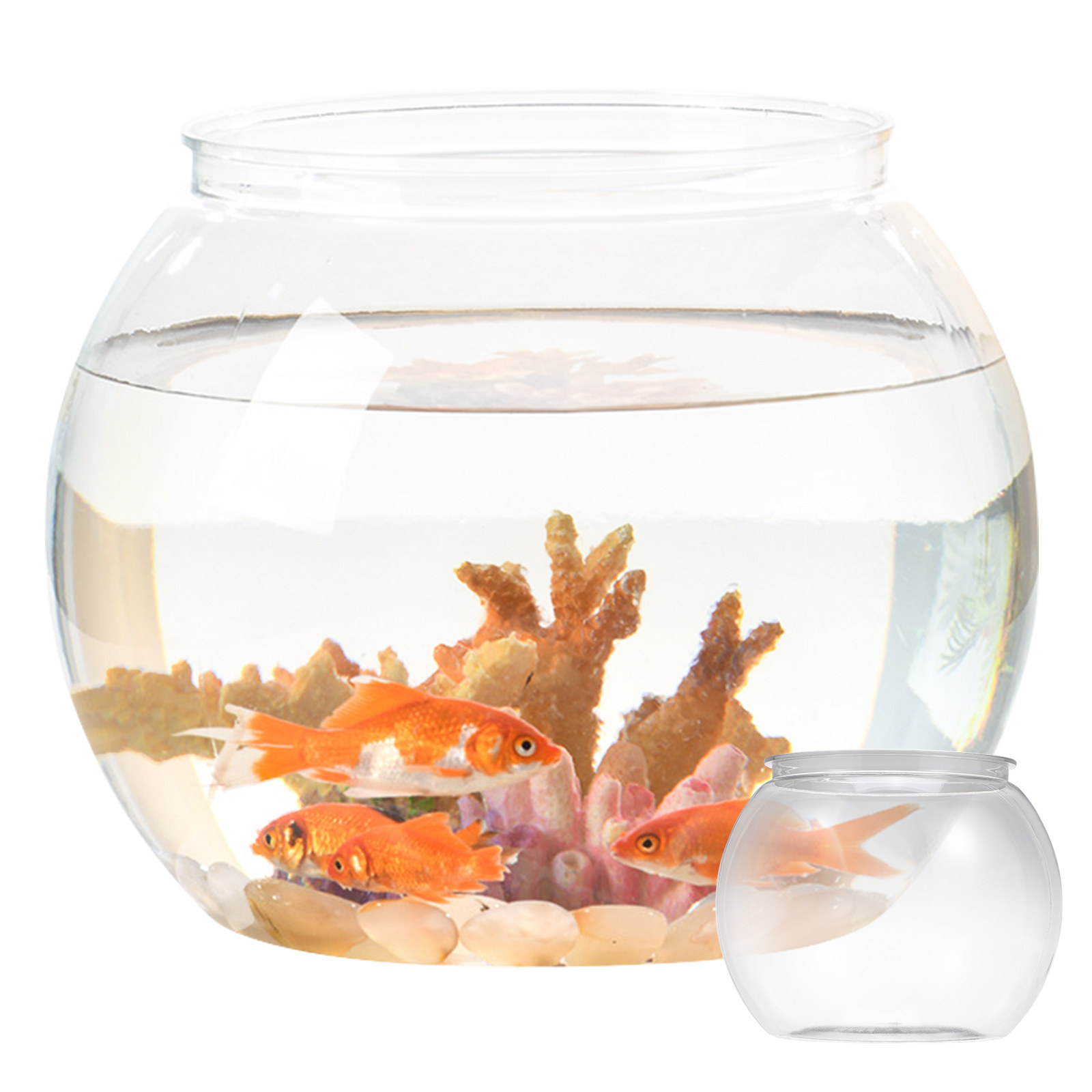 Planted Aquarium For Goldfish - ตู้ปลาพลาสติกกันตกทรงกลมขนาดเล็กสำหรับเลี้ยงปลาทองและปลูกต้นไม้ เหมาะสำหรับตกแต่งบ้าน สำนักงาน สวน และงานแต่งงาน