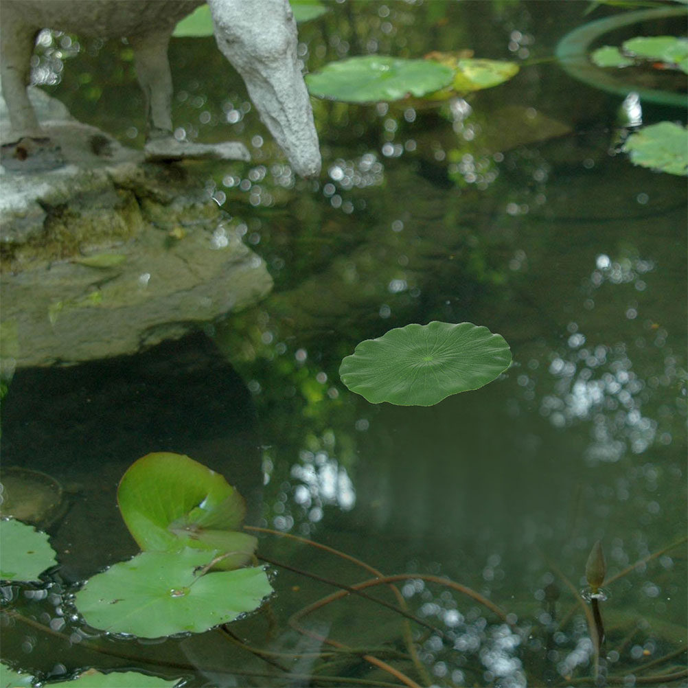 Aquarium Plants - ใบบัวประดิษฐ์ 15 ชิ้น ใบไม้ลอยน้ำเสมือนจริง สำหรับตกแต่งบ่อปลา ตู้ปลา