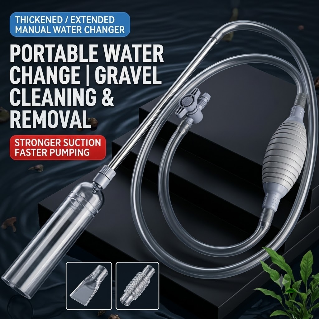 Planted Aquarium Maintenance Kit - ที่ดูดน้ำตู้ปลา, เครื่องเปลี่ยนน้ำแบบมือหมุน, อุปกรณ์ทำความสะอาดกรวดตู้ปลา, เครื่องดูดของเสียจากปลา