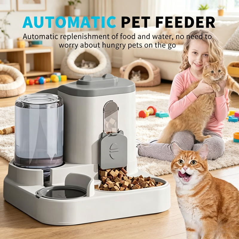 Royal Canin Food Medium - เครื่องให้อาหารแมวอัตโนมัติ KEMORELA พร้อมน้ำพุ ดีไซน์ป้องกันการหก สำหรับแมวและสุนัขขนาดเล็ก กลาง