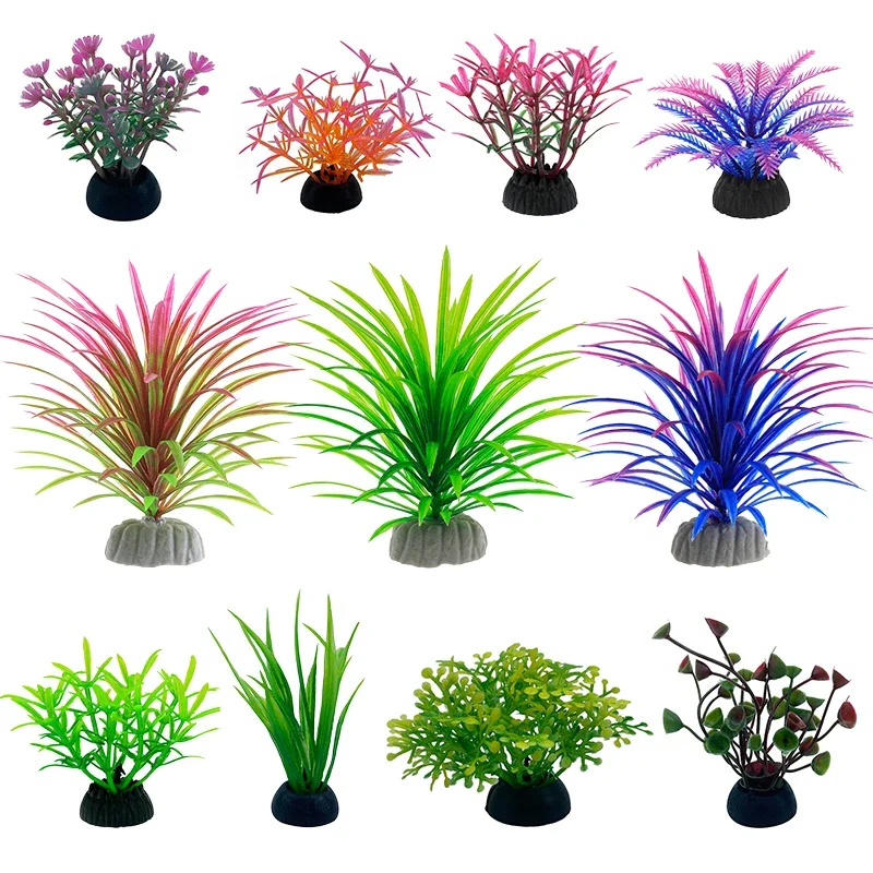 Aquarium Planted Tree - PVC Aquarium ตกแต่งจําลองประดิษฐ์ใบพืชวัสดุป้องกันสิ่งแวดล้อม Aquarium อุปกรณ์ตกแต่ง