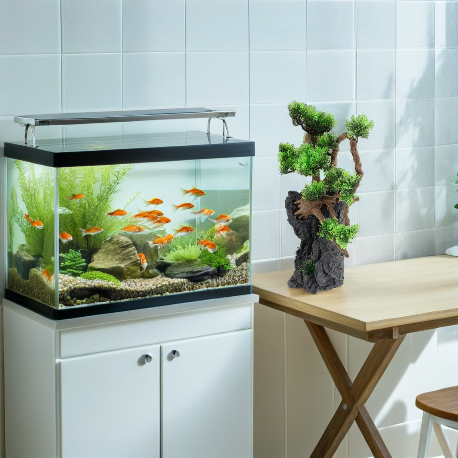 ต้นไม้ประดิษฐ์สำหรับตกแต่งตู้ป - Planted Aquarium For Goldfish บทวิจารณ์และราคา