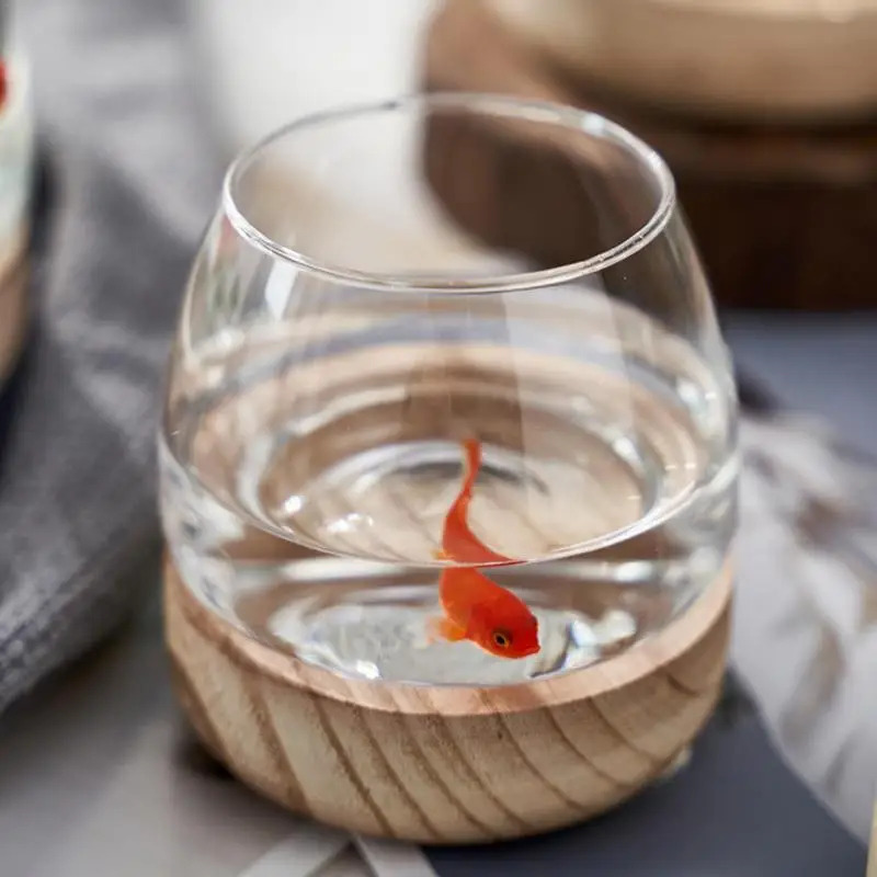 ตู้ปลาทรงกลมตกแต่งพร้อมฐานไม้  - Planted Aquarium For Goldfish บทวิจารณ์และราคา